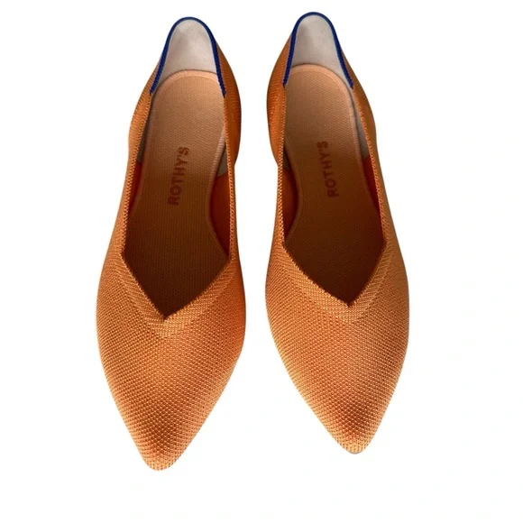 Rothy’s The Point Tangerine Washable Comfort Flat Size 10.5 - Picture 4 of 13